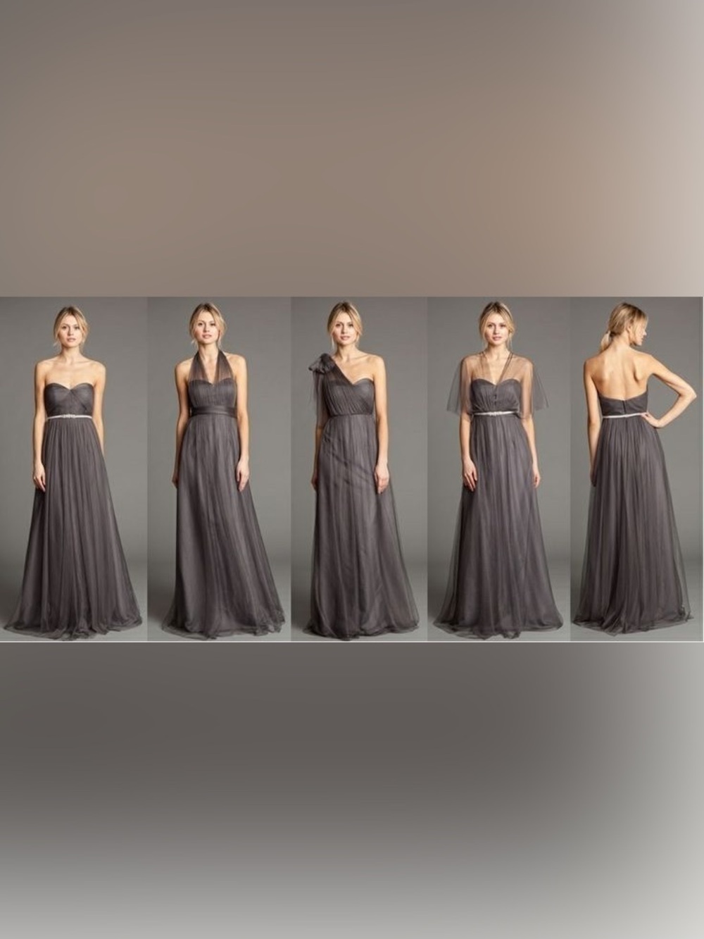 Jenny Yoo Annabelle Convertible Tulle Dress Shadow Grey Size 8
